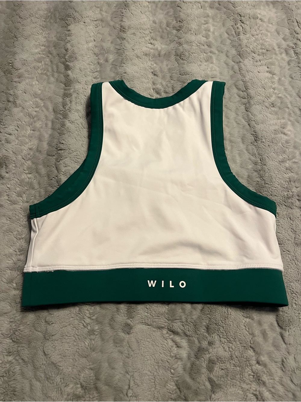 White & Green Colorblock Sports Bra - Picture 3 of 5